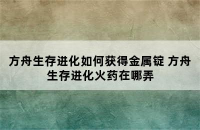 方舟生存进化如何获得金属锭 方舟生存进化火药在哪弄